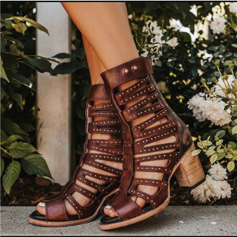 Freebird by Steven Lotus Gladiator Sandals Cognac Leather Size 8 (fits lk 7-7.5)